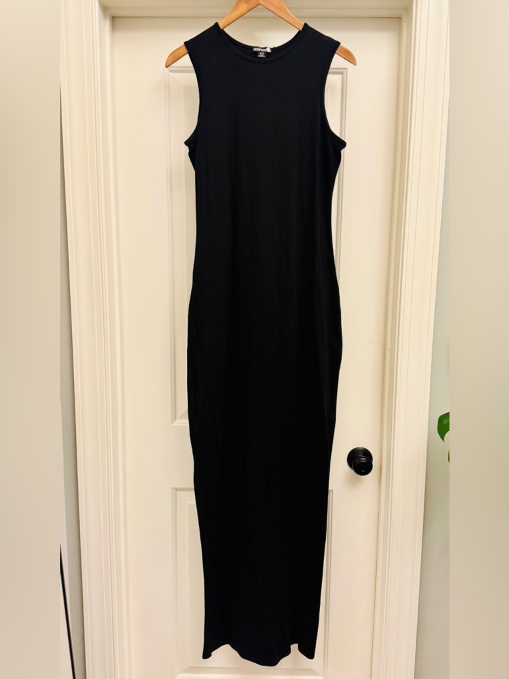NWT Boohoo | Tall Basic Cotton Blend Scoop Neck Black Maxi Dress Size 10 Tall - Picture 5 of 13